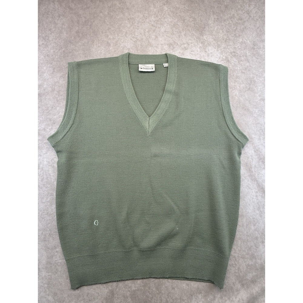 Vintage Gabicci Men's L Wool Blend Sweater Vest Green V Neck Golf Preppy Korea - Picture 3 of 10